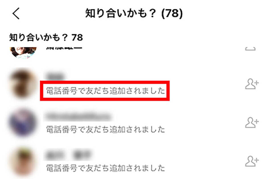 電話番号で追加された場合の表示