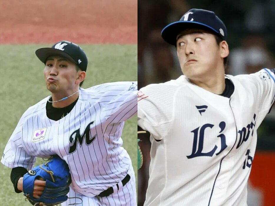 ロッテ・小島和哉、西武・隅田知一郎 (C)Kyodo News