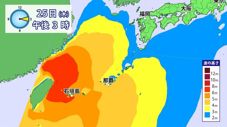 きょう午後3時の波の高さの予想。