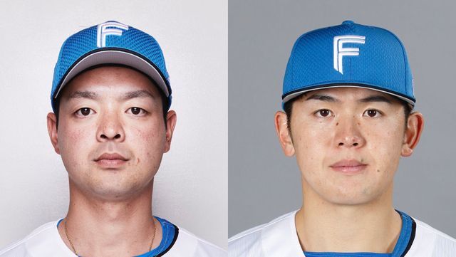 日本ハム黒木優太投手(左)と清水優心選手(右)