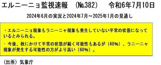 ［図表3］エルニーニョ監視速報（No.382）令和6年7月10日