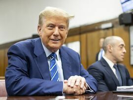 Donald Trump during his criminal trial at Manhattan Criminal Court on April 16. Photographer: Justin Lane/Getty Images