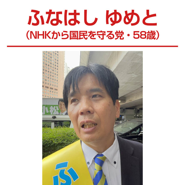 ふなはしゆめと（NHKから国民を守る党・58歳）