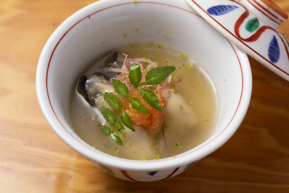 「蒸し牡蠣の餡かけ」