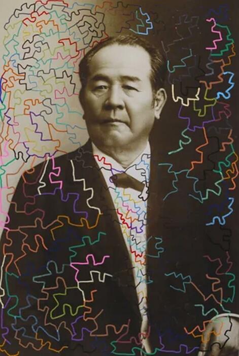 渋沢栄一の肖像写真を基に吉田陸人さんが制作した作品