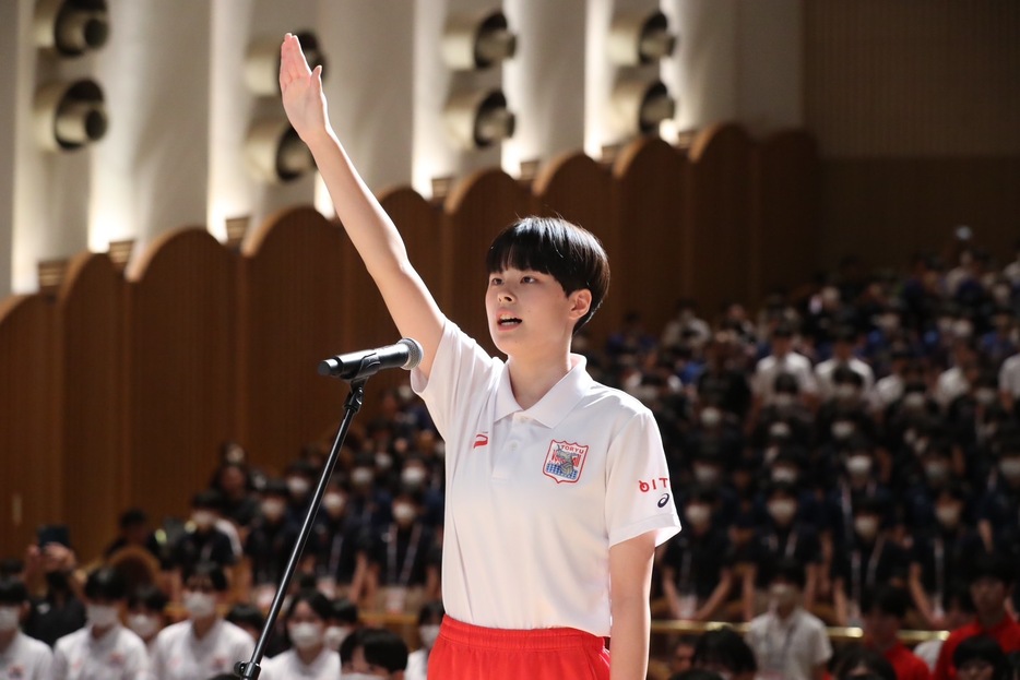 選手宣誓を務めた忠願寺風來キャプテン（東九州龍谷）