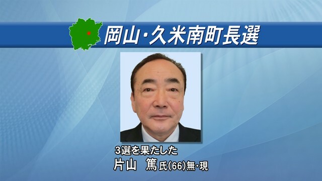 久米南町長選挙　現職の片山篤さん（66）が3回目の当選