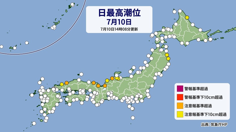 10日(水)の日最高潮位