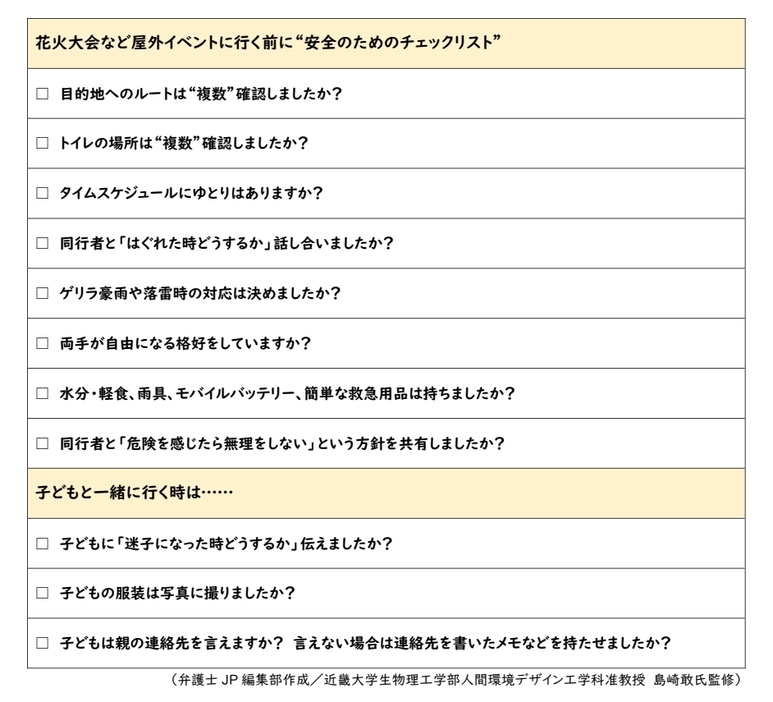 イベントに行く際のチェックリスト