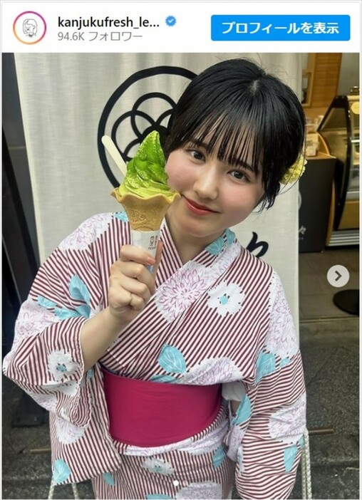 池田レイラのかわいい浴衣姿　※「池田レイラ（完熟フレッシュ）」インスタグラム