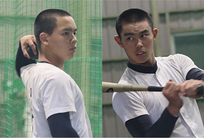 早稲田実業の中村心大投手（2年）、宇野 真仁朗内野手（3年）