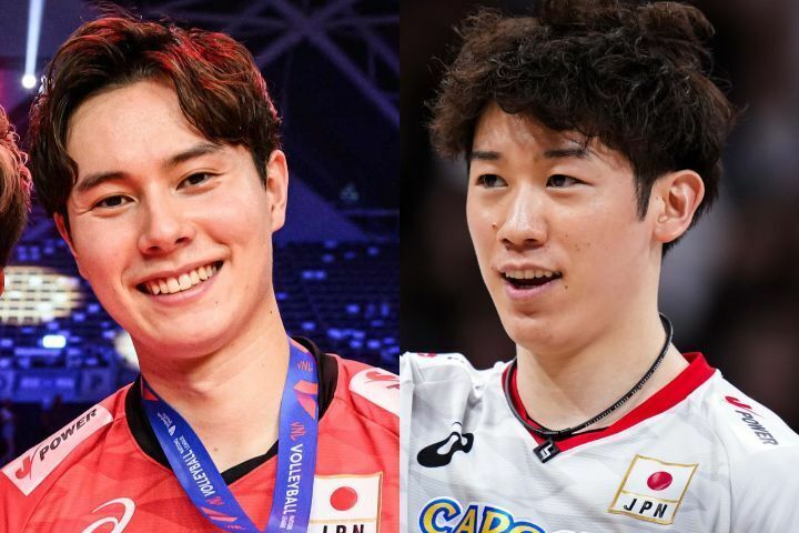 男子バレーボール日本代表の石川（右）と高橋（左）。(C)Volleyball World