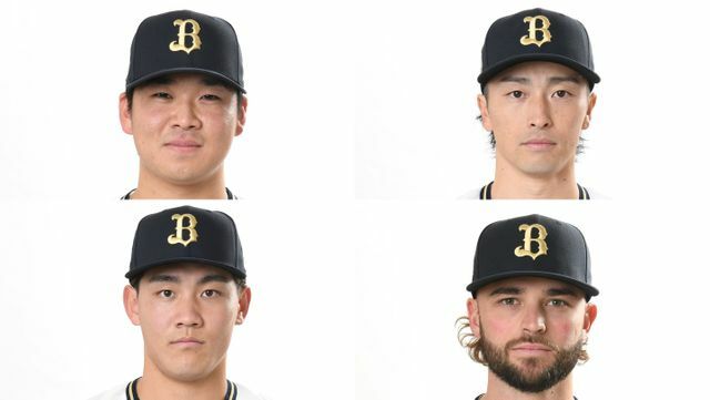 左上からオリックス・山下舜平大投手、福田周平選手、元謙太選手、トーマス選手