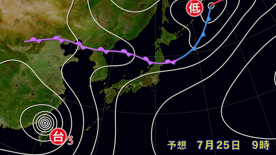 25日(木)午前9時の予想天気図