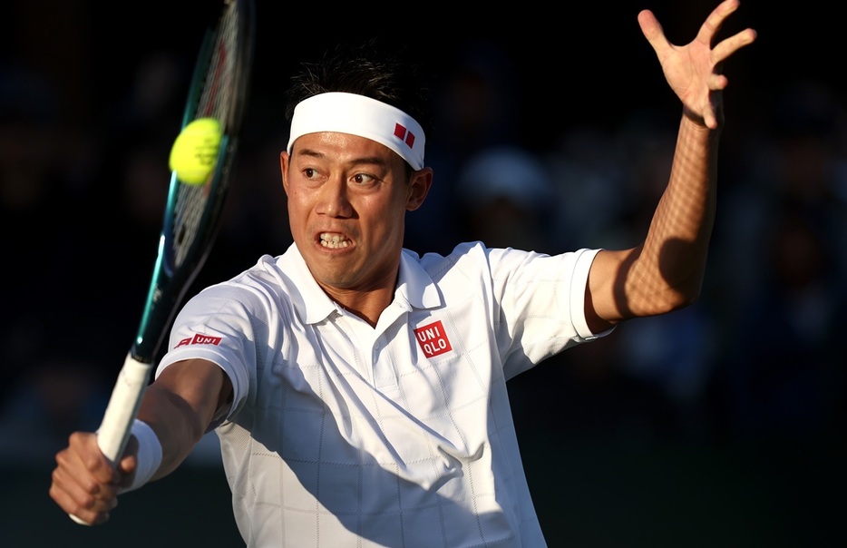 「ウインブルドン」（イギリス・ロンドン）の1回戦でプレー中の錦織圭（ユニクロ）（Getty Images）