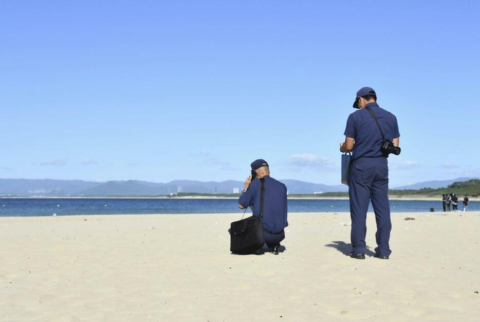 子どもが流された福岡市・志賀島の海水浴場＝30日午後4時50分ごろ