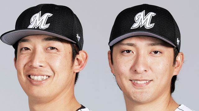 ロッテの菅野剛士選手(左)と河村説人選手(右)