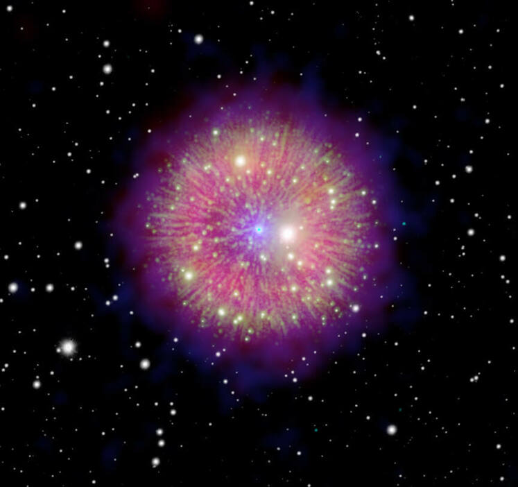 アメリカ航空宇宙局（NASA）のX線宇宙望遠鏡「Chandra（チャンドラ）」などで観測された超新星「SN 1181」の残骸