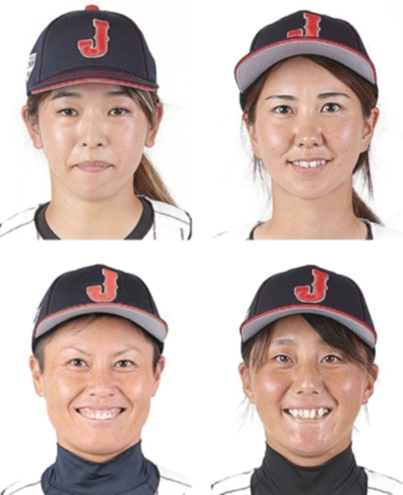 左上から時計回りに森投手、田中投手、白石外野手、里投手（NPBエンタープライズ提供）