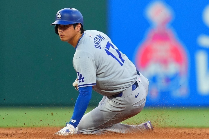 大谷は今季22個目となる盗塁を決めた。(C) Getty Images