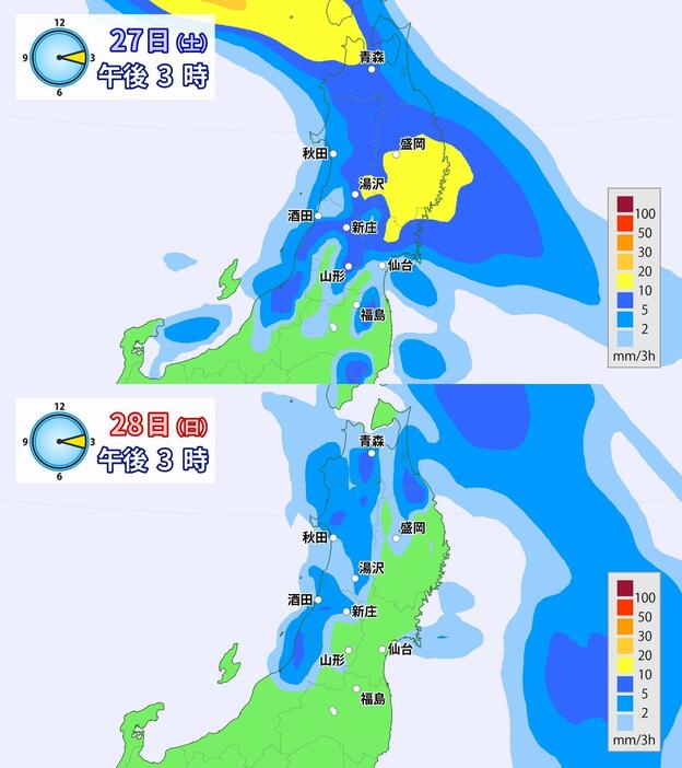 東北付近の雨の予想