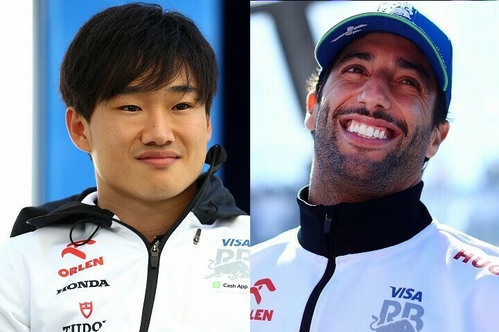 ともにレッドブル昇格の可能性が取り沙汰される角田（左）とリカルド（右）。(C) Getty Images