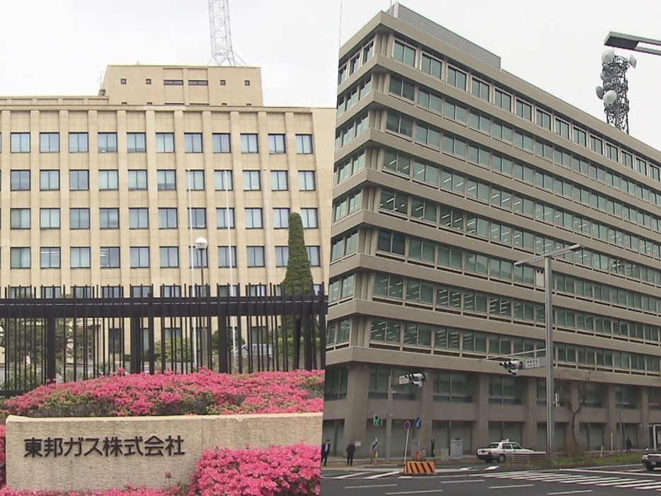 東邦ガス本社（左）と中部電力ミライズ本社（右）