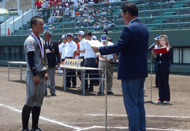 最高殊勲選手に選ばれた大隅孝太郎（筑後リバーズ・3年）