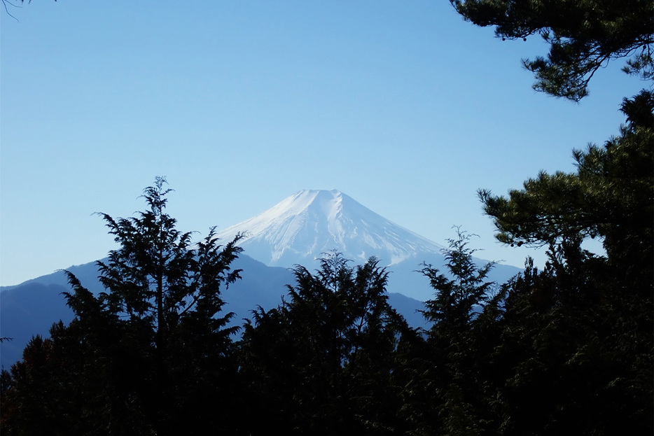 九鬼山の天狗岩から眺める雄大な富士山の姿