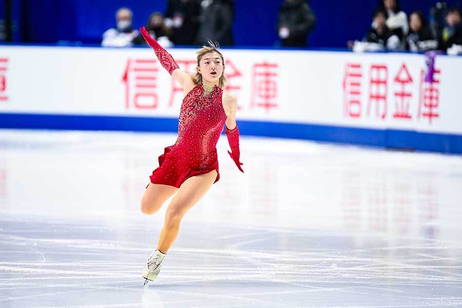 ショートプログラムで演技した坂本花織【写真：中戸川知世】