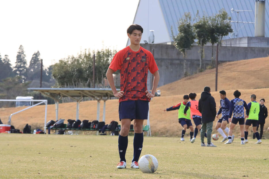 PK練習をする札幌大谷・大石（撮影・保坂果那）