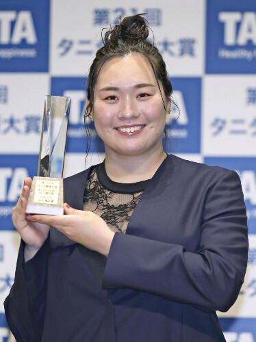 タニタ健康大賞を受賞した、パリ五輪陸上女子やり投げ金メダリストの北口榛花（１１日、東京都中央区で）＝後藤嘉信撮影