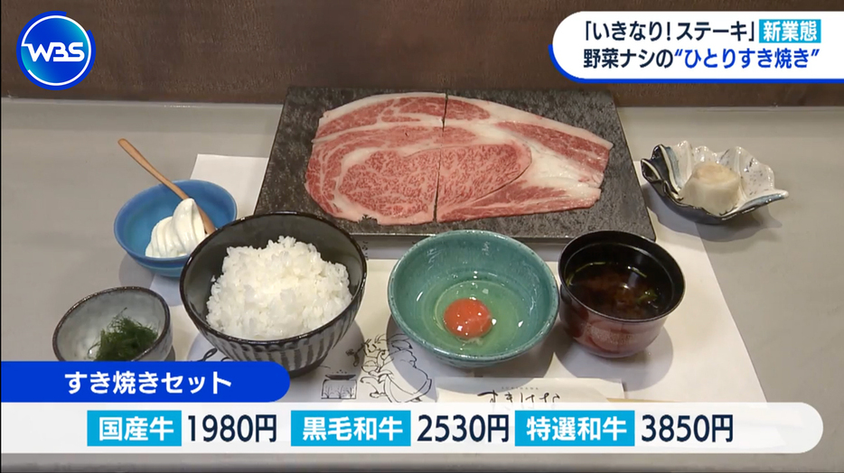 「すきはな」のすき焼きセットは3つのパターンがある