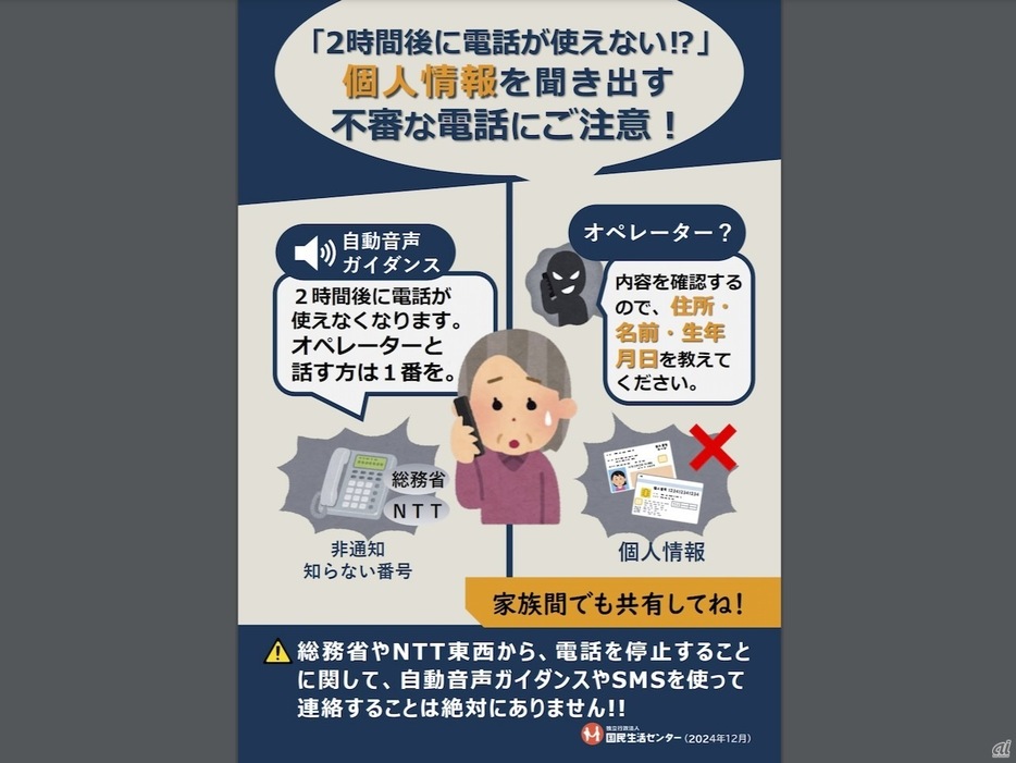 「2時間後に電話が使えなくなります」--総務省をかたる電話に注意喚起の画像