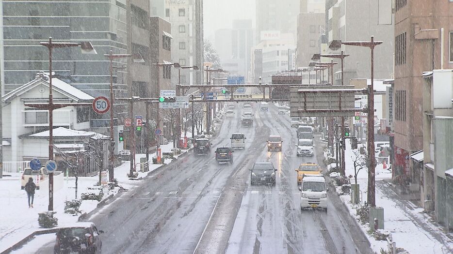 長野市街地の雪