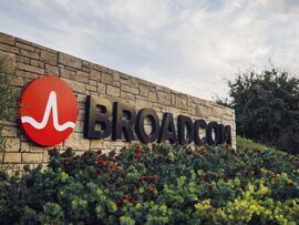 Broadcom branding. Photographer: Patrick T. Fallon/Bloomberg