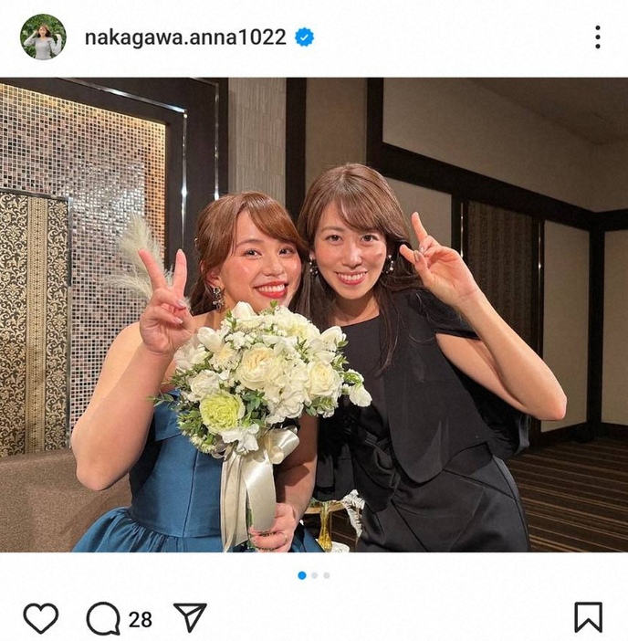 NHK・中川安奈アナウンサー（右）と村上茉愛さん　中川安奈アナ公式インスタグラム(@nakagawa.anna1022)から