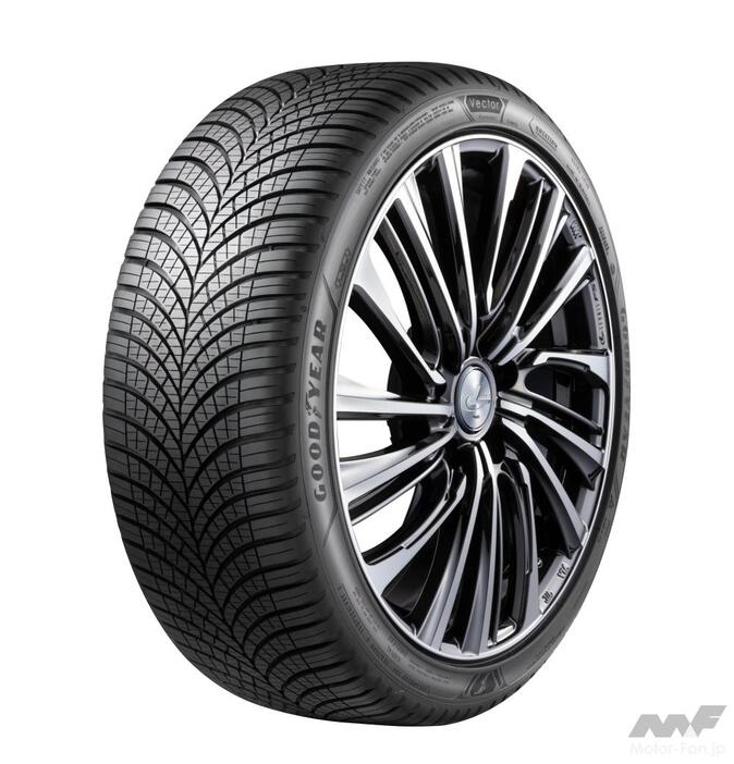 コンパウンド配合からトレッドパターンまで、すべてを一新したGOODYEAR『ベクター4シーズンズGEN-3』。スノーやドライ、ウェットといずれの路面での対応力が高められている。15インチ～20インチを用意。