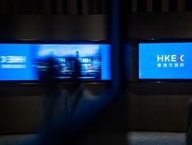 The Hong Kong Stock Exchange in Hong Kong. Photographer: Lam Yik/Bloomberg