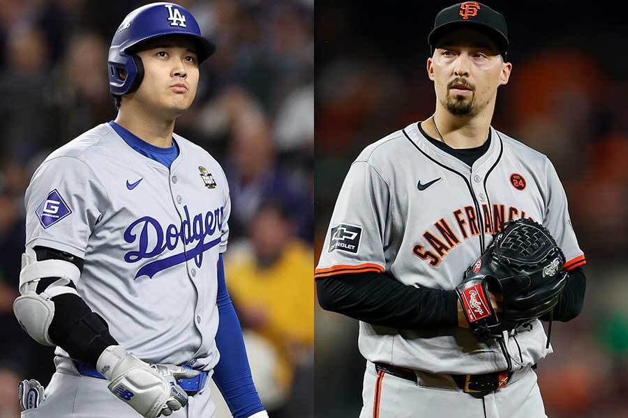 ドジャースの大谷翔平とブレイク・スネル（右）【写真：Getty Images】