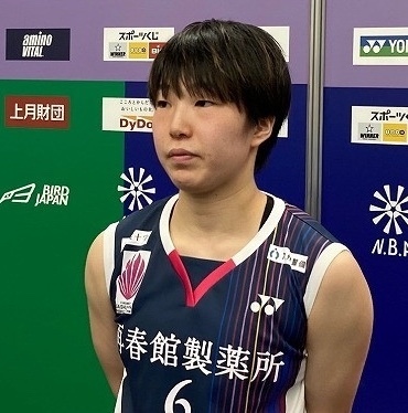 女子シングルス3回戦の近藤七帆（広島ガス）との対戦で、11-21、6-11で途中棄権した山口茜（再春館製薬所）