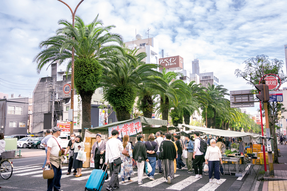 『土佐の日曜市（街路市）』地元の人も観光客も一緒に賑わっている。朝6時から夕方まで。売り切りごめんなので買い逃し注意！