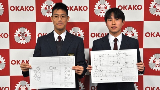 左：機械科3年　古谷　勇人さん　右：電気科3年　安田　瑛侍さん（提供　岡山工業高校）