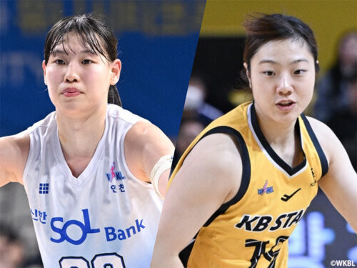 原点はウインターカップとも言える洪有純（左）と大角地黎 [写真]＝WKBL