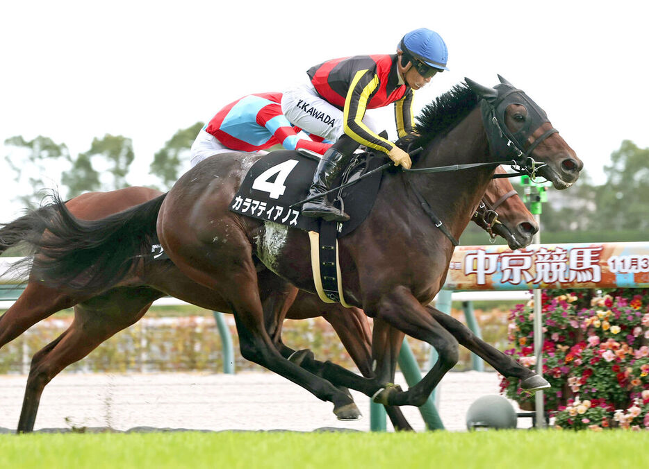 川田騎手騎乗のカラマティアノスがゴール前でワースを差し切る（カメラ・高橋　由二）