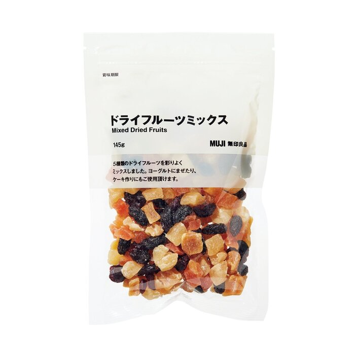 ・ドライフルーツミックス　145g　¥350（無印良品）