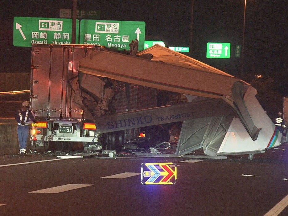 事故があった現場 愛知県豊田市の伊勢湾岸自動車道