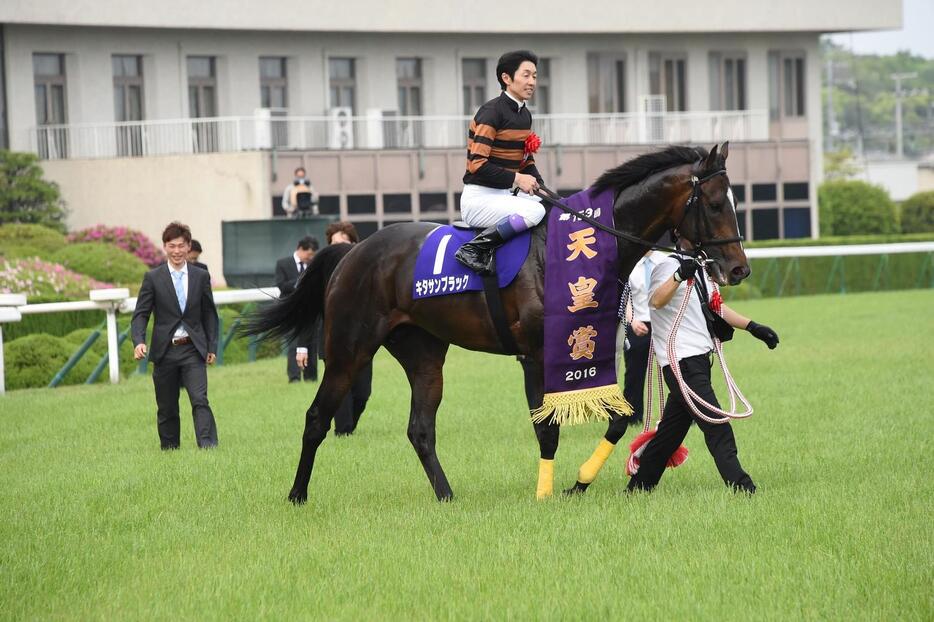 16年の天皇賞・春を制したキタサンブラック（2016年5月1日撮影）