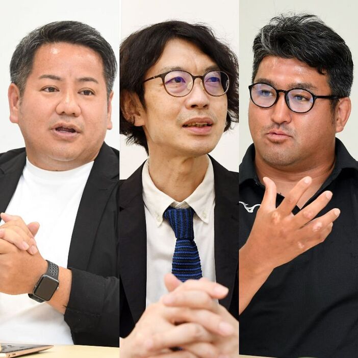 西スポWEB OTTO!アドバイザーを務める宮城氏、市川氏、築城氏(左から)