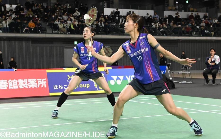 初優勝に向けて順調に勝ち進む志田千陽／松山奈未（再春館製薬所）